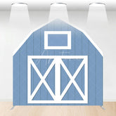 Aperturee - Aperturee Blue White Farm Barn Door Arch Party Decor Backdrop