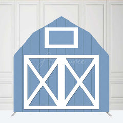 Aperturee Aperturee Blue White Farm Barn Door Arch Party Decor Backdrop