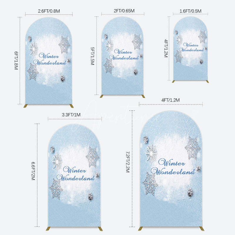 Aperturee - Aperturee Blue White Glitter Winter Wonderland Arch Backdrop