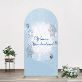 Aperturee - Aperturee Blue White Glitter Winter Wonderland Arch Backdrop