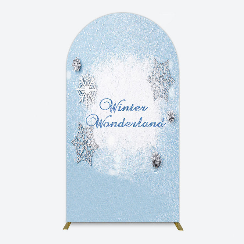 Aperturee - Aperturee Blue White Glitter Winter Wonderland Arch Backdrop