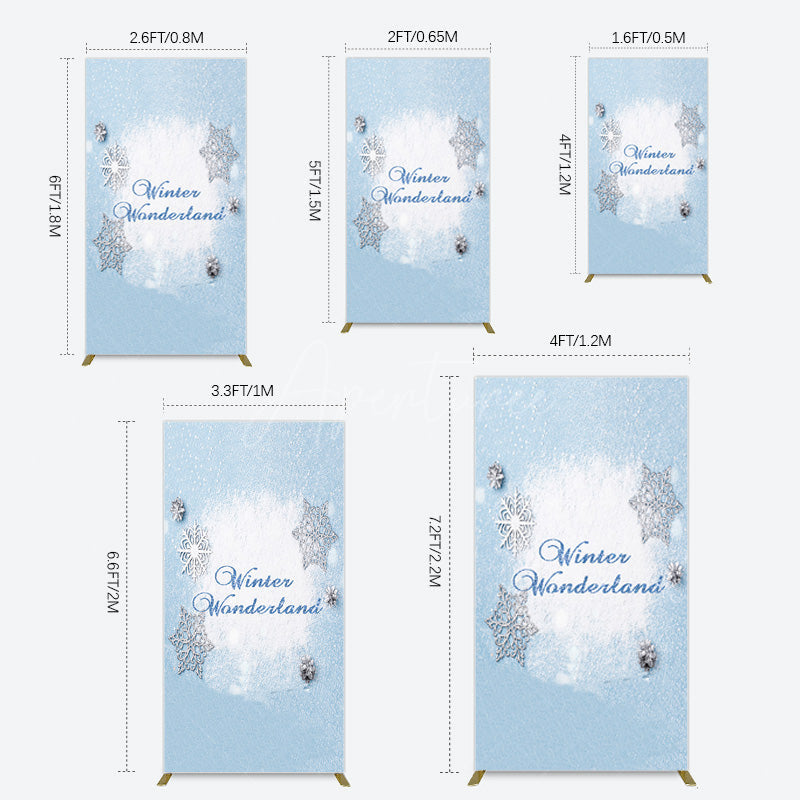 Aperturee - Aperturee Blue White Glitter Winter Wonderland Rectangle Backdrop