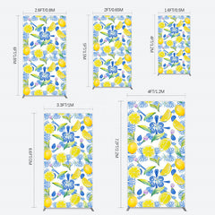 Aperturee - Aperturee Blue White Mediterranean Lemon Birthday Rectangle Backdrop