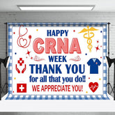 Aperturee - Aperturee Blue White Plaid Happy Crna Week Thank You Backdrop