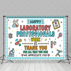 Aperturee - Aperturee Blue White Plaid Happy Laboratory Week Backdrop