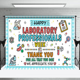 Aperturee - Aperturee Blue White Plaid Happy Laboratory Week Backdrop