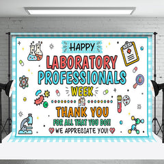 Aperturee - Aperturee Blue White Plaid Happy Laboratory Week Backdrop