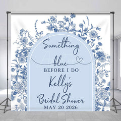 Aperturee - Aperturee Blue White Porcelain Custom Name Bridal Shower Backdrop