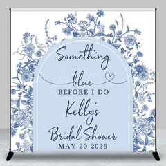 Aperturee - Aperturee Blue White Porcelain Custom Name Bridal Shower Backdrop