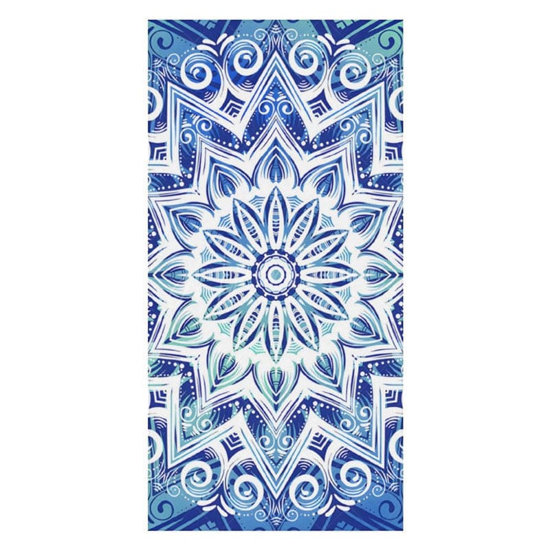 Aperturee - Aperturee Blue White Porcelain Floral Custom Name Beach Towel