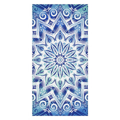 Aperturee - Aperturee Blue White Porcelain Floral Custom Name Beach Towel