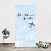 Aperturee - Aperturee Blue White Postmark Adventure Awaits Rectangle Backdrop