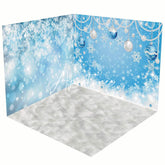 Aperturee - Aperturee Blue White Snowy Bells Christmas Room Set Backdrop
