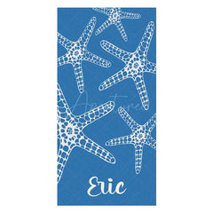 Aperturee - Aperturee Blue White Stars Summer Custom Name Beach Towel