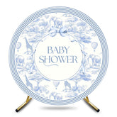 Aperturee - Aperturee Blue Wild Animlas Bow Round Baby Shower Backdrop