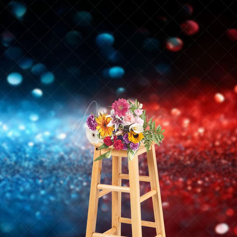 Aperturee - Aperturee Blurred Red Blue Shiny Photography Studio Backdrop