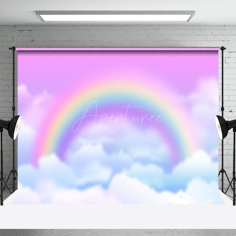 Aperturee - Aperturee Blurry Colorful Sky Rainbow Cake Smash Photo Backdrop