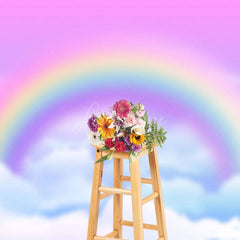 Aperturee - Aperturee Blurry Colorful Sky Rainbow Cake Smash Photo Backdrop