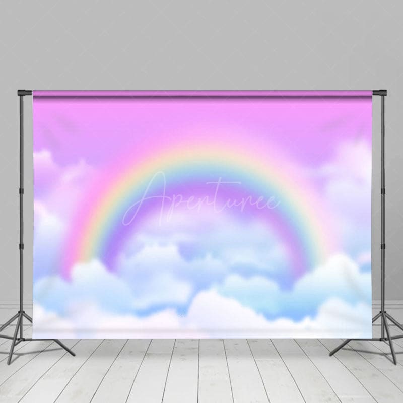 Aperturee - Aperturee Blurry Colorful Sky Rainbow Cake Smash Photo Backdrop