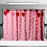 Aperturee - Aperturee Blurry Pink Curtain Heart Valentines Day Backdrop