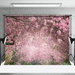 Aperturee - Aperturee Blurry Pink Landscape Tree Spring Room Set Backdrop