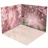Aperturee - Aperturee Blurry Pink Landscape Tree Spring Room Set Backdrop
