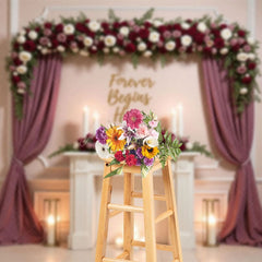 Aperturee - Aperturee Blush Floral Sweet Wedding Lights Photo Backdrop
