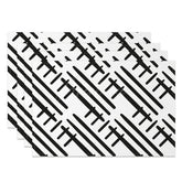 Aperturee - Aperturee Boho Abstract Black White Lines Set of 4 Placemats