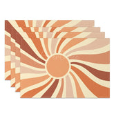 Aperturee - Aperturee Boho Abstract Distorted Sun Rays Set Of 4 Placemats