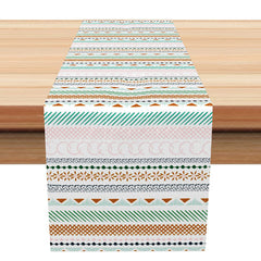 Aperturee - Aperturee Boho Aztec Table Runner with Traditional Tribal Stripes Rustic Southwest Decor for Kitchen and Dining