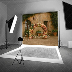 Aperturee - Aperturee Boho Balloon Arch Backdrop Sage Green Brown Flower Background Rustic Courtyard Wedding Birthday Party Decor