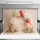 Aperturee - Aperturee Boho Balloon Arch Photography Backdrop Earth Tone Colors with Floral Modern Wedding or Bridal Shower Decor