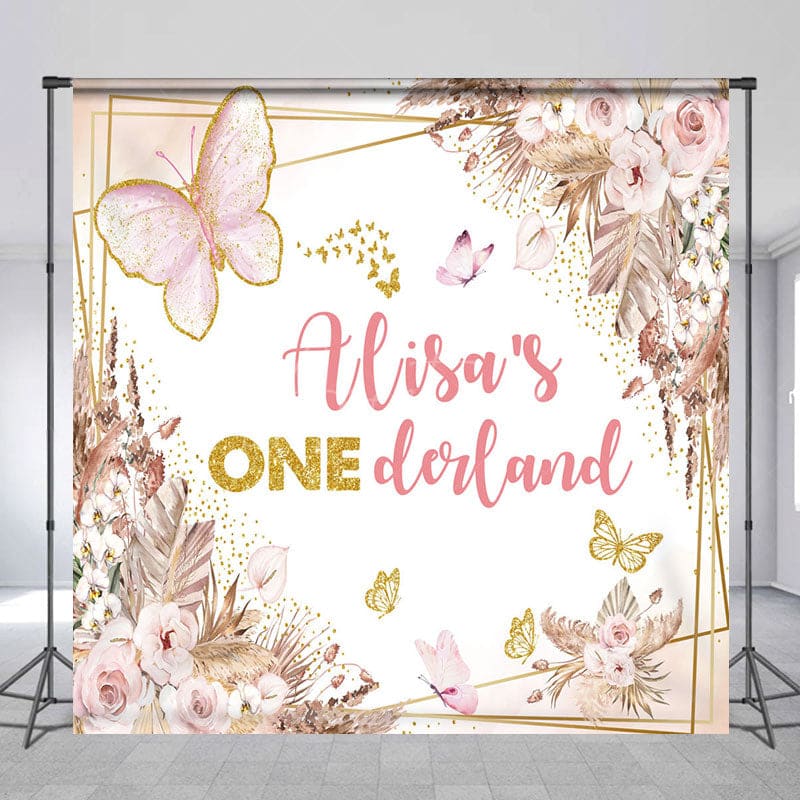 Aperturee - Aperturee Boho Butterfly Onederland Custom Birthday Backdrop