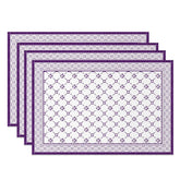 Aperturee - Aperturee Boho Elegant Purple White Rhombus Set Of 4 Placemats