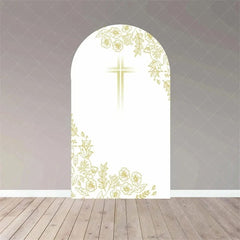 Aperturee - Aperturee Boho Floral Baptism Arch Backdrop Delicate Flower for Christening Party Spring Garden Photo Decor for Kids