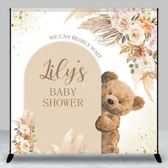 Aperturee - Aperturee Boho Floral Bearly Wait Custom Baby Shower Backdrop