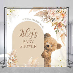 Aperturee - Aperturee Boho Floral Bearly Wait Custom Baby Shower Backdrop