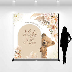 Aperturee - Aperturee Boho Floral Bearly Wait Custom Baby Shower Backdrop