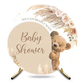 Aperturee - Aperturee Boho Floral Bearly Wait Round Baby Shower Backdrop