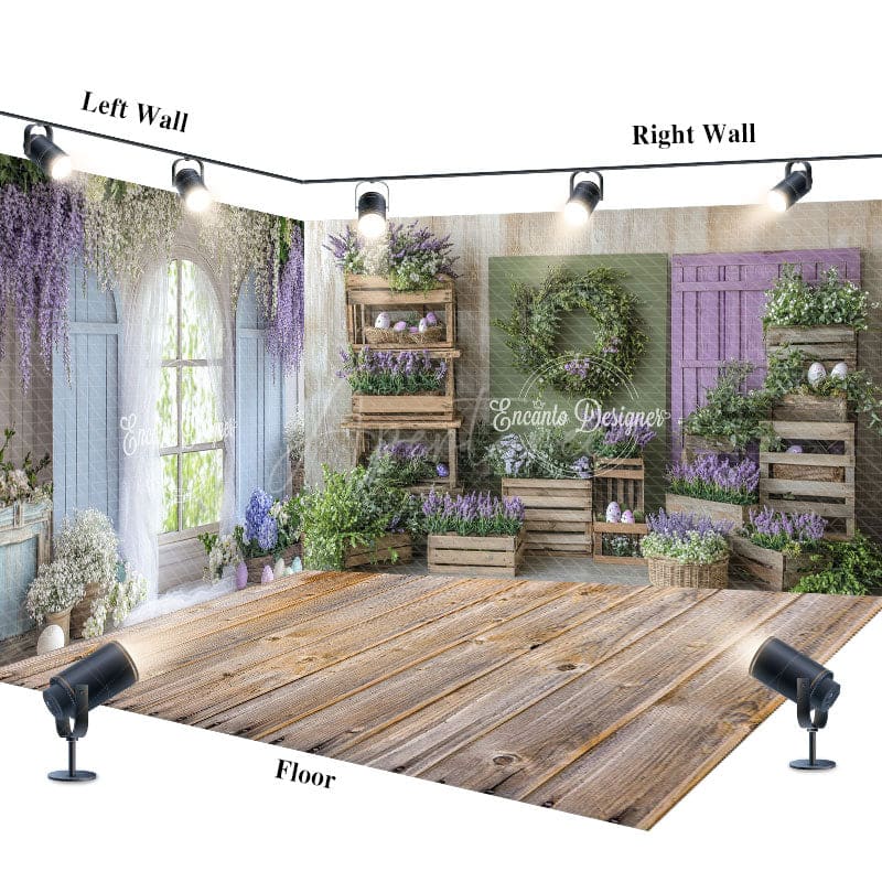 Aperturee - Aperturee Boho Floral Cabine Easter Photo Room Set Backdrop