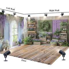 Aperturee - Aperturee Boho Floral Cabine Easter Photo Room Set Backdrop