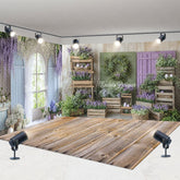 Aperturee - Aperturee Boho Floral Cabine Easter Photo Room Set Backdrop