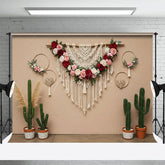 Aperturee - Aperturee Boho Floral Cactus Sweet Lovely Wedding Backdrop