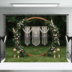Aperturee - Aperturee Boho Floral Circular Wedding Decor Room Set Backdrop