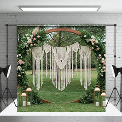 Aperturee - Aperturee Boho Floral Circular Wedding Decor Room Set Backdrop
