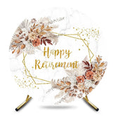 Aperturee - Aperturee Boho Floral Marbled Round Happy Retirement Backdrop