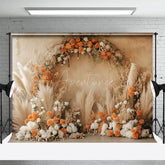 Aperturee - Aperturee Boho Floral Reed Retro Wall Wedding Photo Backdrop