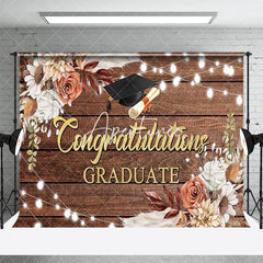 Aperturee - Aperturee Boho Floral Wooden Congratulations Graduate Backdrop