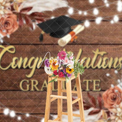 Aperturee - Aperturee Boho Floral Wooden Congratulations Graduate Backdrop