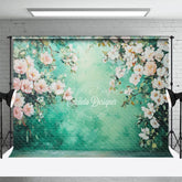 Aperturee - Aperturee Boho Fresh Green Color Floral Spring Photo Backdrop